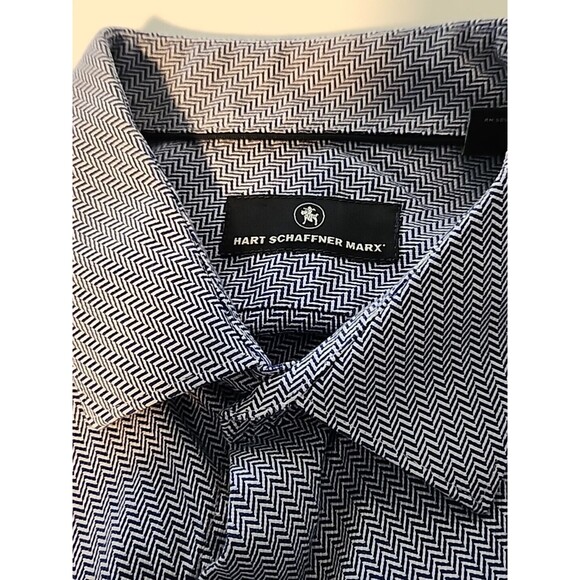 Hart Schaffner Marx Shirt Mens Large Blue Pattern Button Up Long Sleeve Egypt - Picture 9 of 11